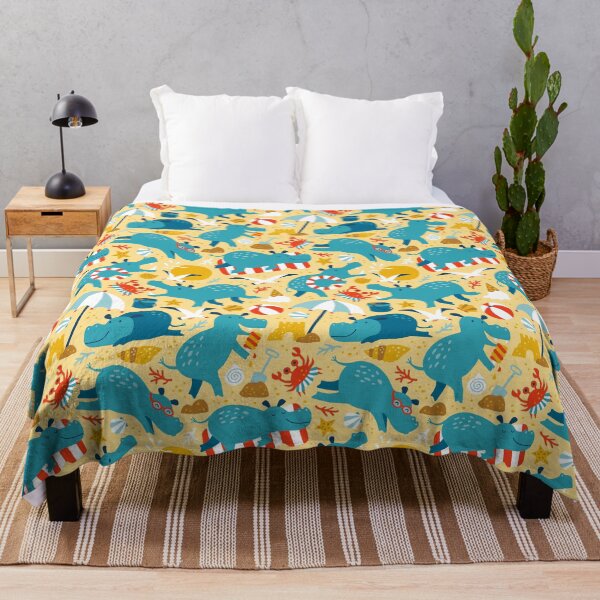 Item preview, Hippo Summer Beach yellow designed and sold by HeleenvThillart.