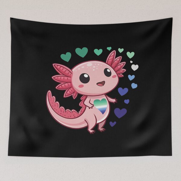 Item preview, Kawaii Axolotl with Gay MLM Hearts - MLM  Pride Art designed and sold by Travelslightly.