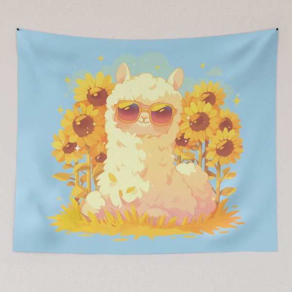 Item preview, Cool Llama in a Sunflower Field designed and sold by WoollenLlama.
