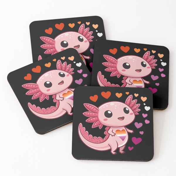 Item preview, Kawaii Axolotl with Lesbian Hearts - Lesbian  Pride Art designed and sold by Travelslightly.