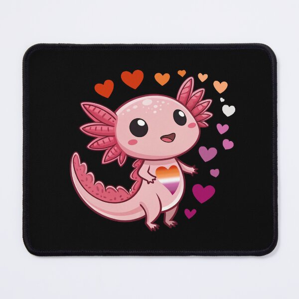 Item preview, Kawaii Axolotl with Lesbian Hearts - Lesbian Pride Art designed and sold by Travelslightly.