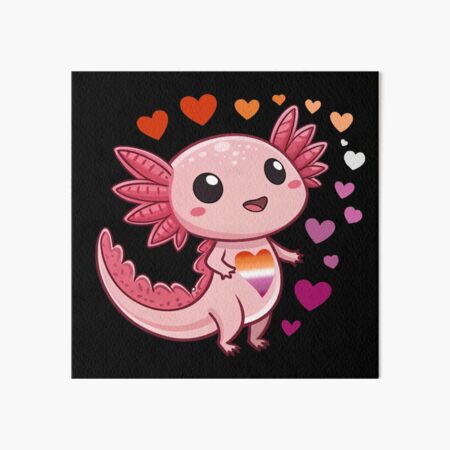 Item preview, Kawaii Axolotl with Lesbian Hearts - Lesbian  Pride Art designed and sold by Travelslightly.