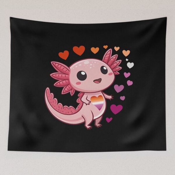 Item preview, Kawaii Axolotl with Lesbian Hearts - Lesbian  Pride Art designed and sold by Travelslightly.