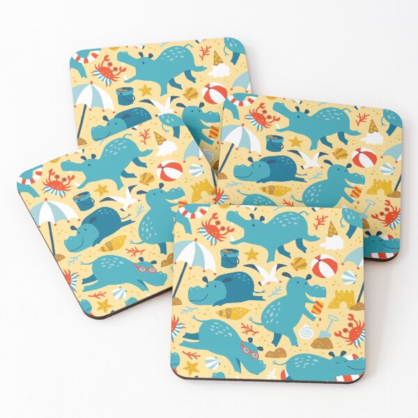 Item preview, Hippo Summer Beach yellow designed and sold by HeleenvThillart.