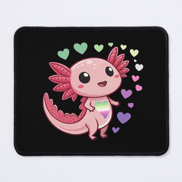 Item preview, Kawaii Axolotl with Genderfae Hearts - Genderdoe Pride Art designed and sold by Travelslightly.