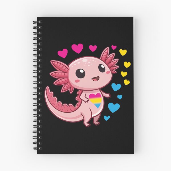 Item preview, Kawaii Axolotl with Pansexual Hearts - Pan Pride Art designed and sold by Travelslightly.