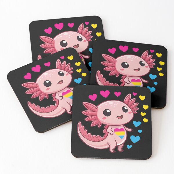 Item preview, Kawaii Axolotl with Pansexual Hearts - Pan Pride Art designed and sold by Travelslightly.