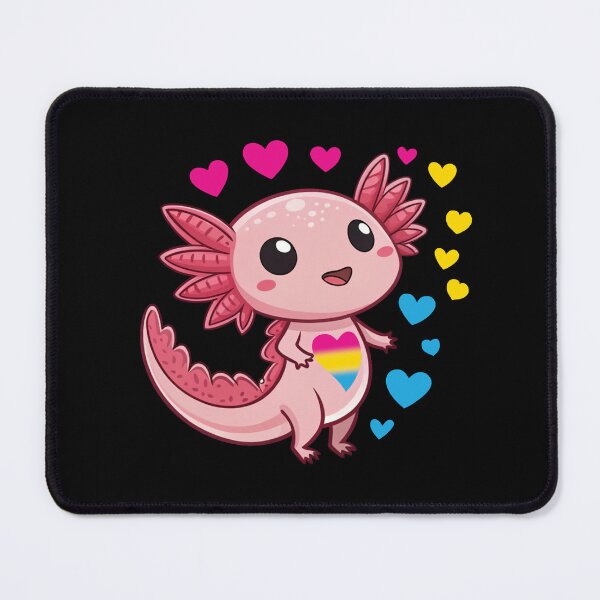 Item preview, Kawaii Axolotl with Pansexual Hearts - Pan Pride Art designed and sold by Travelslightly.