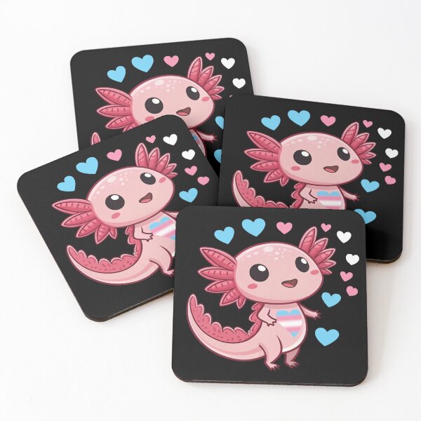 Item preview, Kawaii Axolotl with Transgender Hearts - Trans Pride Art designed and sold by Travelslightly.