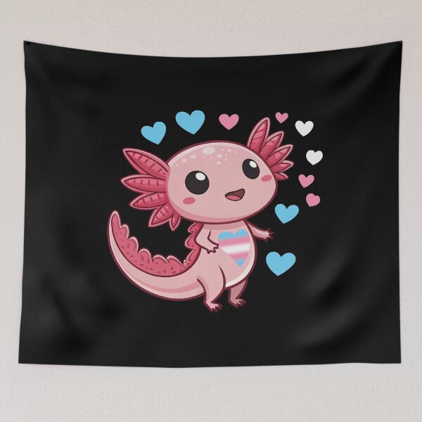 Item preview, Kawaii Axolotl with Transgender Hearts - Trans Pride Art designed and sold by Travelslightly.