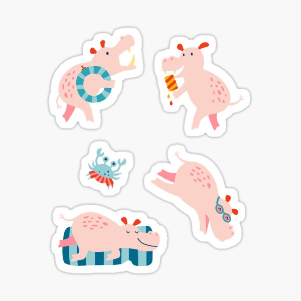 Hippo Summer Beach navy Sticker