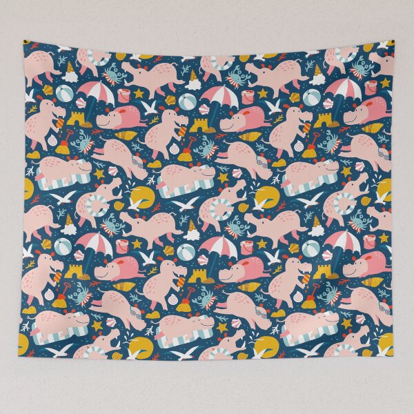 Item preview, Hippo Summer Beach navy designed and sold by HeleenvThillart.