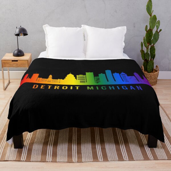 Item preview, Detroit Michigan Skyline Graphic, Classic pride flag graphic, City Skyline Graphic, Cityscape, Rainbow Silhouette, City art, Landmarks, Architecture, city, cities, designed and sold by PrideBeProud.