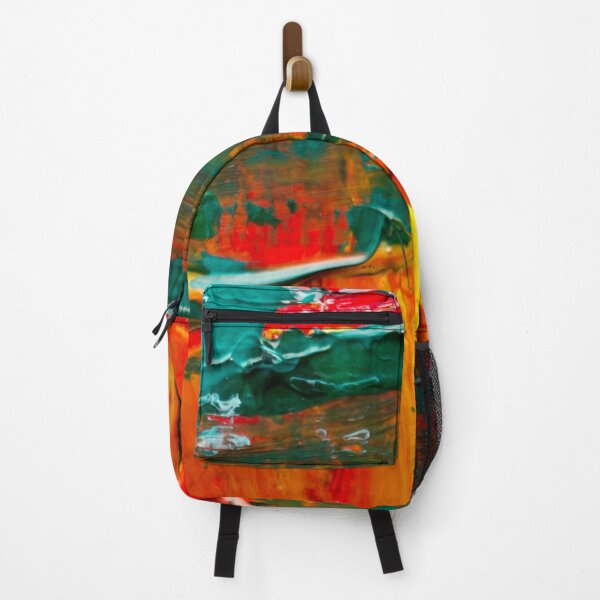 Vista previa del artículo con la obra «Diseño de pintura de arte abstracto en verde azulado, rojo y naranja», diseñado y vendido por Basma Store.