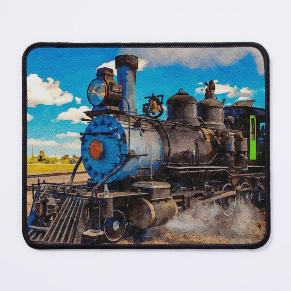 Item preview, Vintage steam train depicted in a vibrant watercolor landscape painting designed and sold by GestaltImagery.