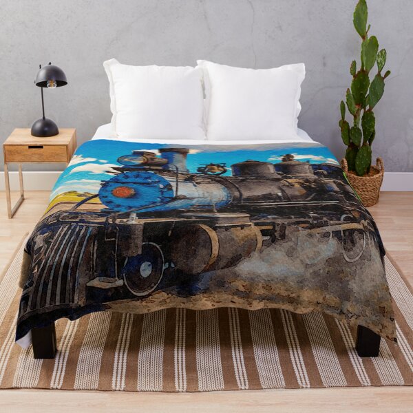 Item preview, Vintage steam train depicted in a vibrant watercolor landscape painting designed and sold by GestaltImagery.