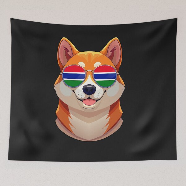 Item preview, Vintage Patriotic Shiba Inu Gambian Flag designed and sold by DreamBrushy.
