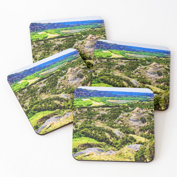 Item preview, Watercolor View of Oxbow Overlook in Theodore Roosevelt National Park designed and sold by GestaltImagery.