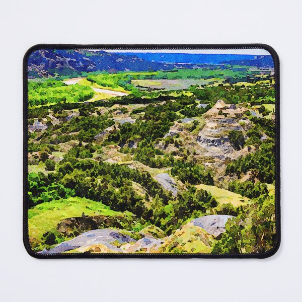 Item preview, Watercolor View of Oxbow Overlook in Theodore Roosevelt National Park designed and sold by GestaltImagery.