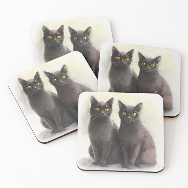 Item preview, Chocolate Burmese Cats | Elegant Watercolor Cat Art Print designed and sold by Michael van der Hoorn.