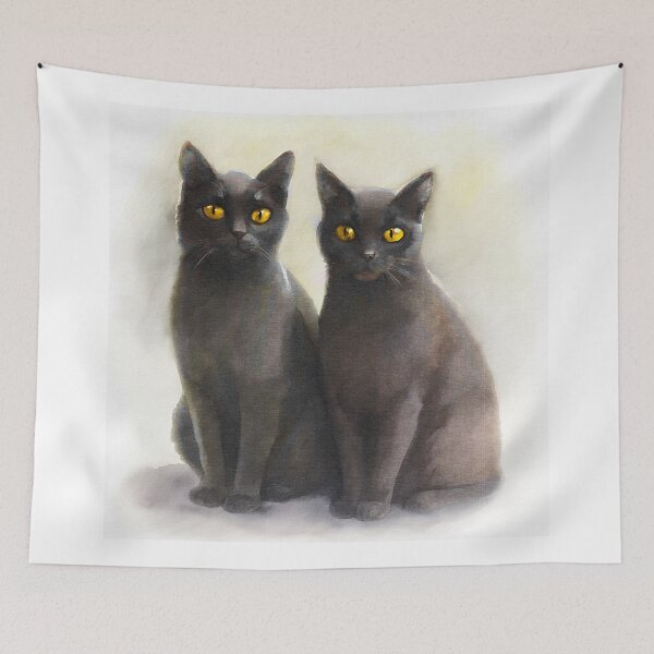 Item preview, Chocolate Burmese Cats | Elegant Watercolor Cat Art Print designed and sold by Michael van der Hoorn.