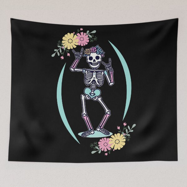 Item preview, Skeleton with Floral headband rocking on designed and sold by Fr0mtheMachine.