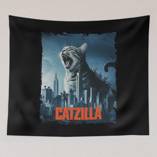 Item preview, Catzilla Roaring Over City Skyline Cat Monster Kitten Kitty designed and sold by Damcoc.