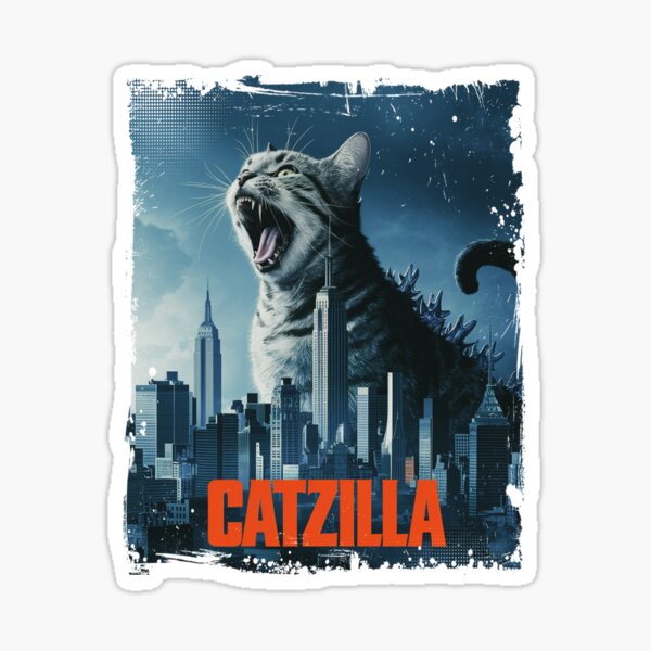 Item preview, Catzilla Roaring Over City Skyline Cat Monster Kitten Kitty designed and sold by Damcoc.