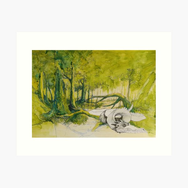 Item preview, Funny dragon in the forest designed and sold by SKETCHY & GRAPHIC.