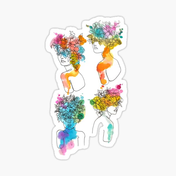 Artikel-Vorschau von Vier Blumenfrauen mit geschäftigen, schönen Köpfen, designt und verkauft von Inky Paige.