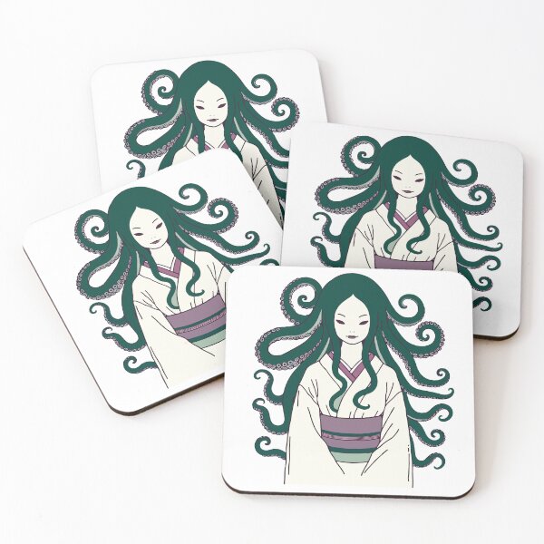 Item preview, Beautiful yokai geisha octopus-haired sea spirit designed and sold by Yokai-Infinity.