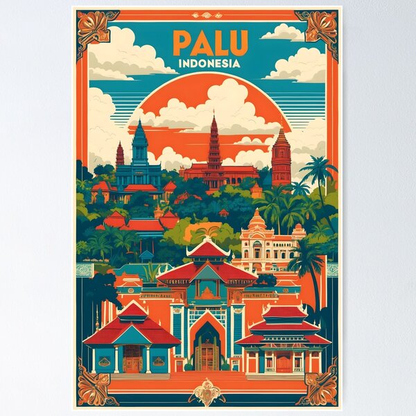 Item preview, Palu Indonesia Vintage Travel Tourism designed and sold by TravelersGems.