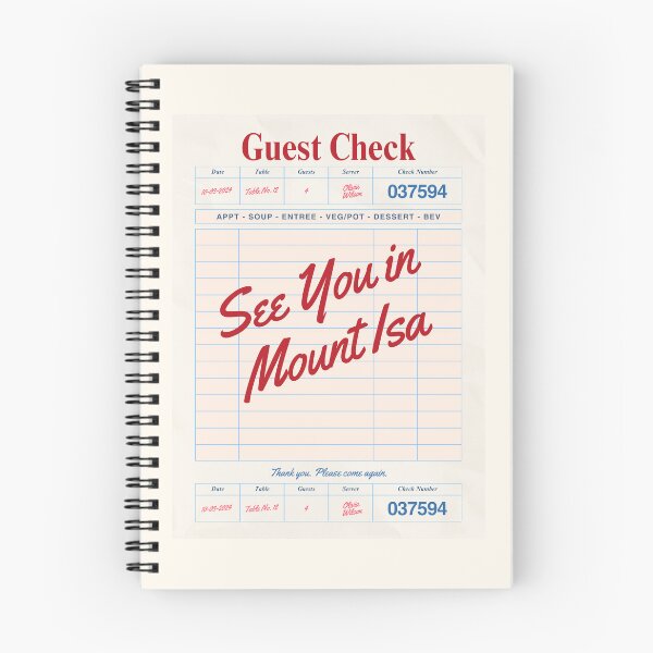 Item preview, See You in Mount Isa - Vintage Diner Guest Check Travel Print designed and sold by RM-Journey.