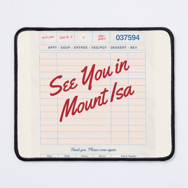 Item preview, See You in Mount Isa - Vintage Diner Guest Check Travel Print designed and sold by RM-Journey.