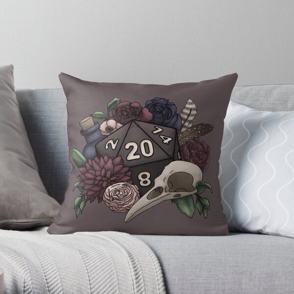 Necromancer D20 Tabletop RPG Gaming Dice Throw Pillow