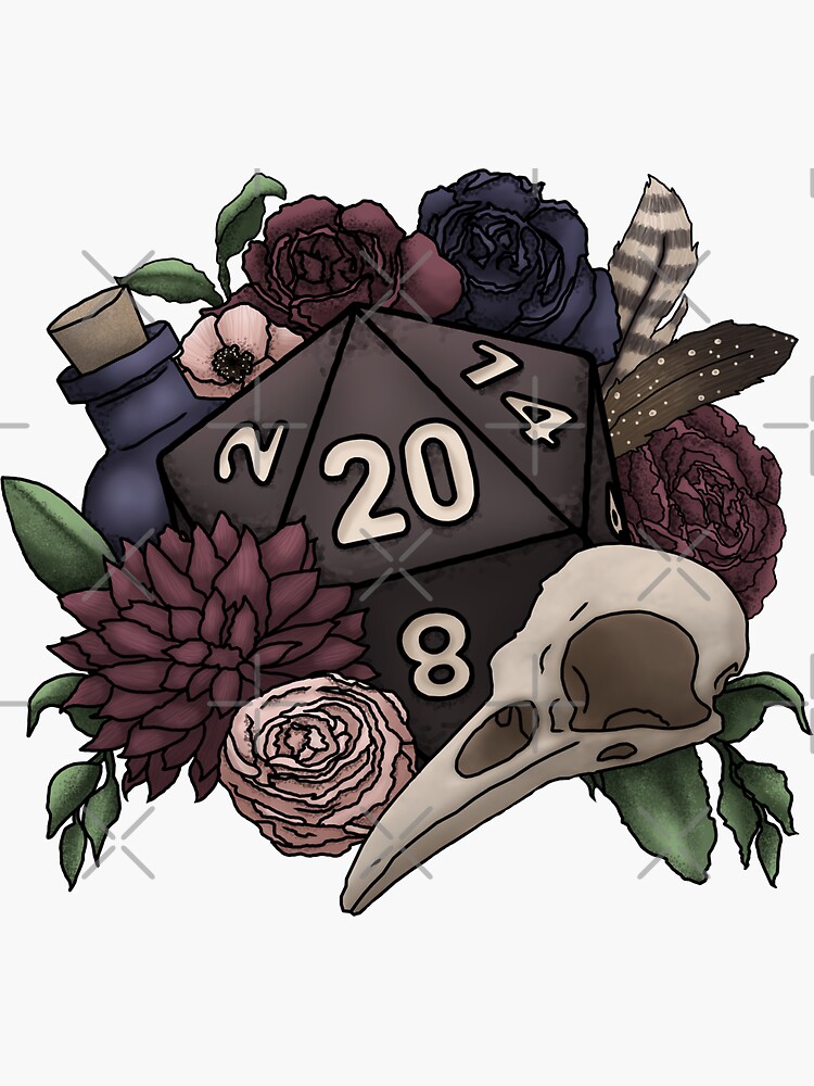 Thumbnail 3 of 3, Sticker, Necromancer D20 Tabletop RPG Gaming Dice designed and sold by SweetDelilahs.
