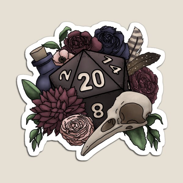 Necromancer D20 Tabletop RPG Gaming Dice Magnet
