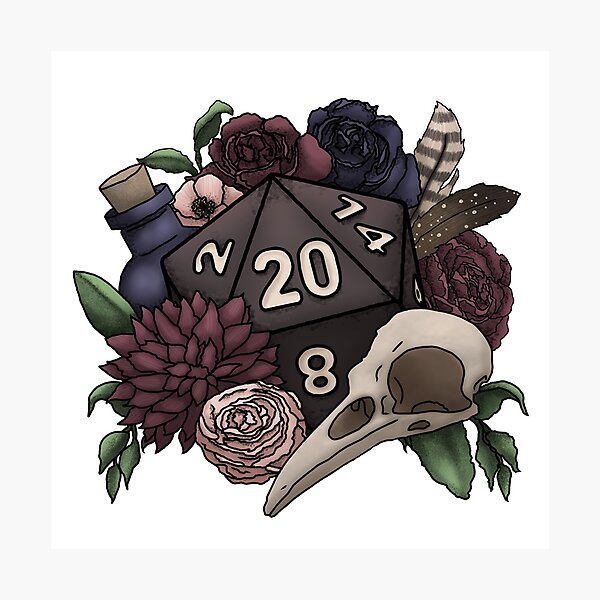 Necromancer D20 Tabletop RPG Gaming Dice Photographic Print