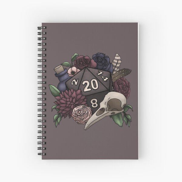 Necromancer D20 Tabletop RPG Gaming Dice Spiral Notebook