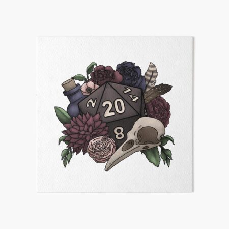 Necromancer D20 Tabletop RPG Gaming Dice Art Board Print
