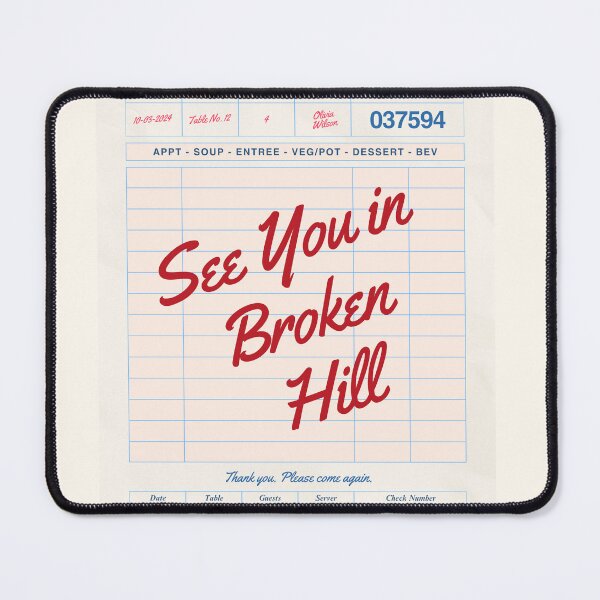 Item preview, See You in Broken Hill - Vintage Diner Guest Check Travel Print designed and sold by RM-Journey.