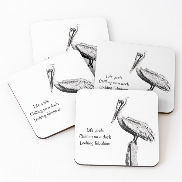 Item preview, Black and white picture of a Pelican perched on a weathered dock piling in Florida designed and sold by Alaskandreamer.