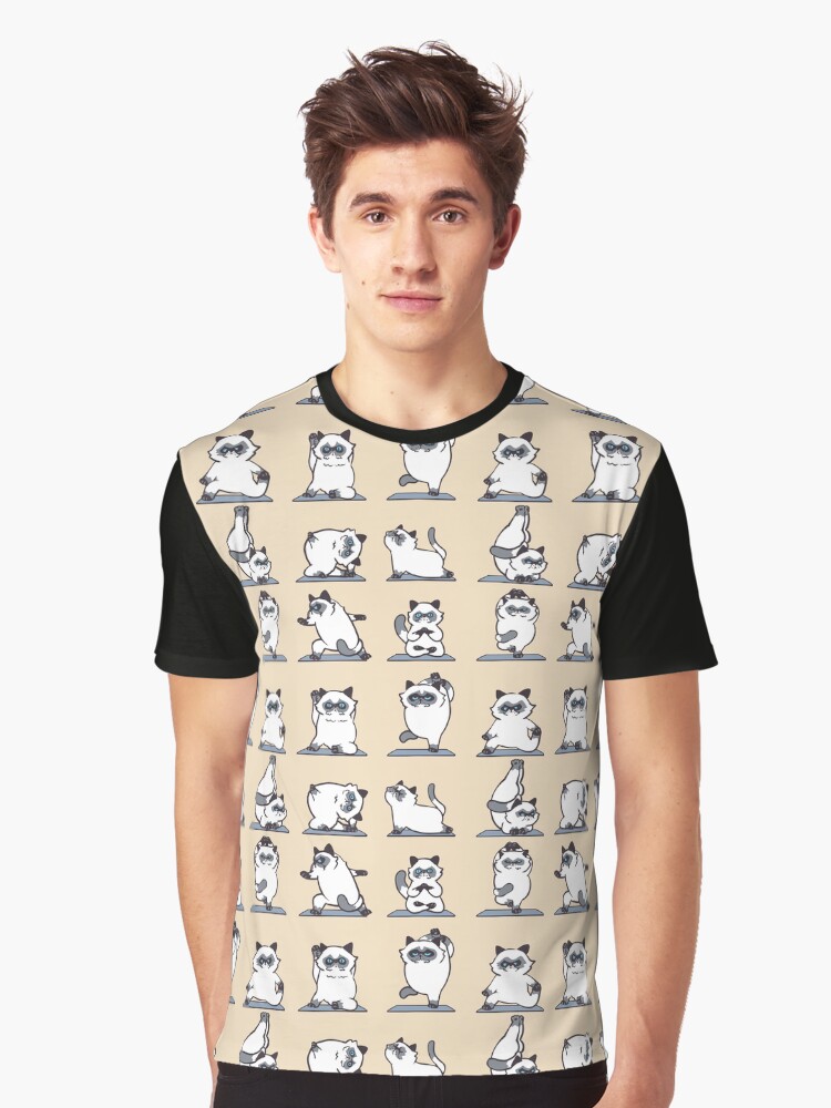 Thumbnail 1 of 5, Graphic T-Shirt, Himalayan Cat Yoga designed and sold by Huebucket.