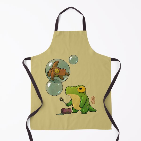 Item preview, froglets playing with bubbles whimsical artwork asian style designed and sold by DingHuArt.