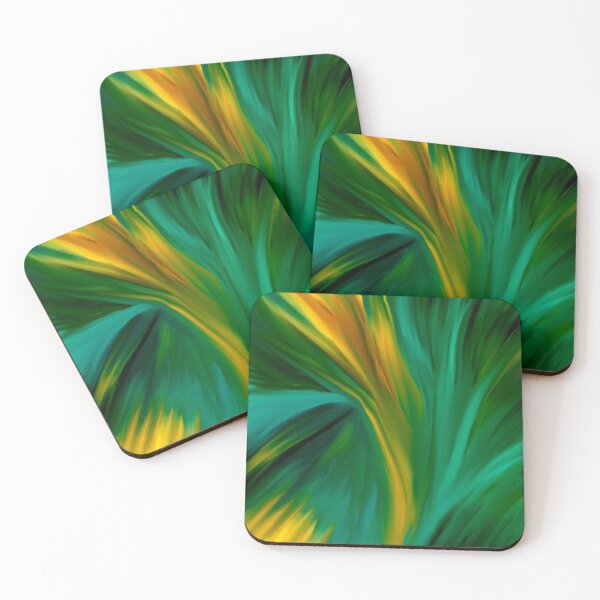 Item preview, Go with the flow Dark Teal, Emerald and Yellow Gold colour Abstract Art designed and sold by Fantacaroo Designs.
