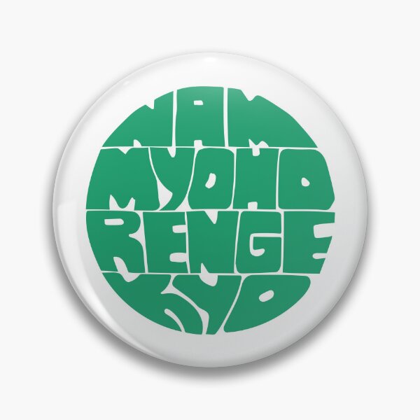 Item preview, Nam Myoho Renge Kyo hand lettering green round circle mantra chant designed and sold by wordznart.