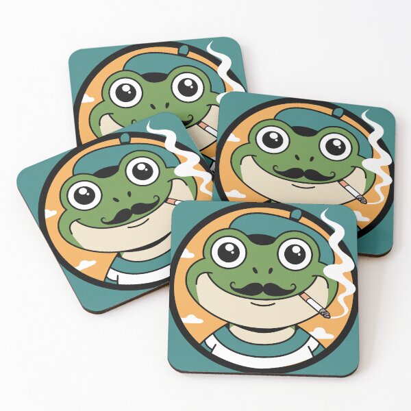 Item preview, French Frog Character With Moustache Smoking Cigarette designed and sold by Sun-Faced Studios.