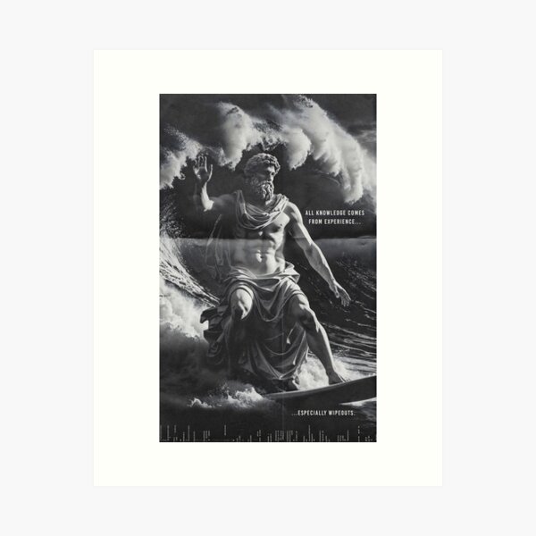 Aperçu de l'œuvre T-shirt de surf « Vague parfaite de Platon » | Art du surf | Vêtements de surf vintage créée et vendue par Printicato.