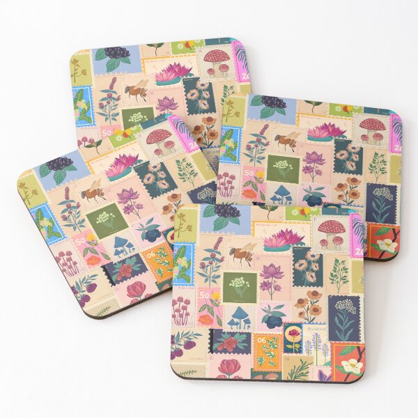 Item preview, Floral Postage Stamps Print designed and sold by chlocreate.