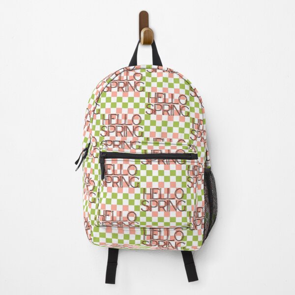 Vista previa del artículo con la obra «¡Hola primavera! Estampado de cuadros verdes y naranjas.», diseñado y vendido por MySciPic.